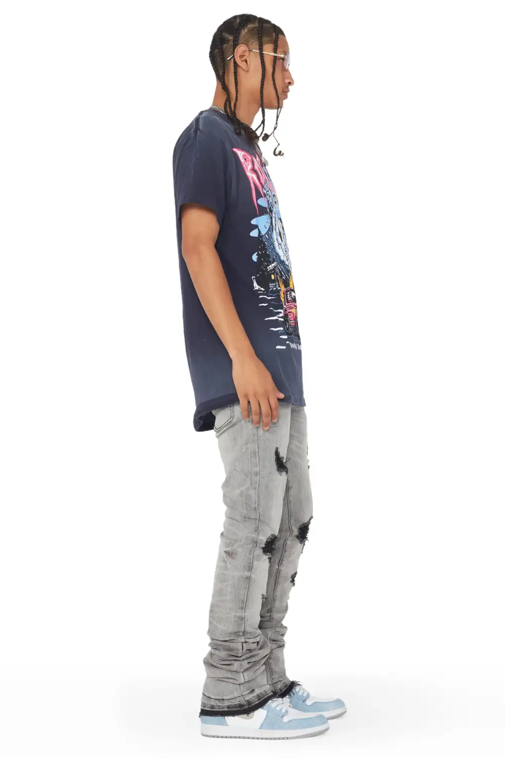 Huxley Light Grey Super Stacked Flare Jean