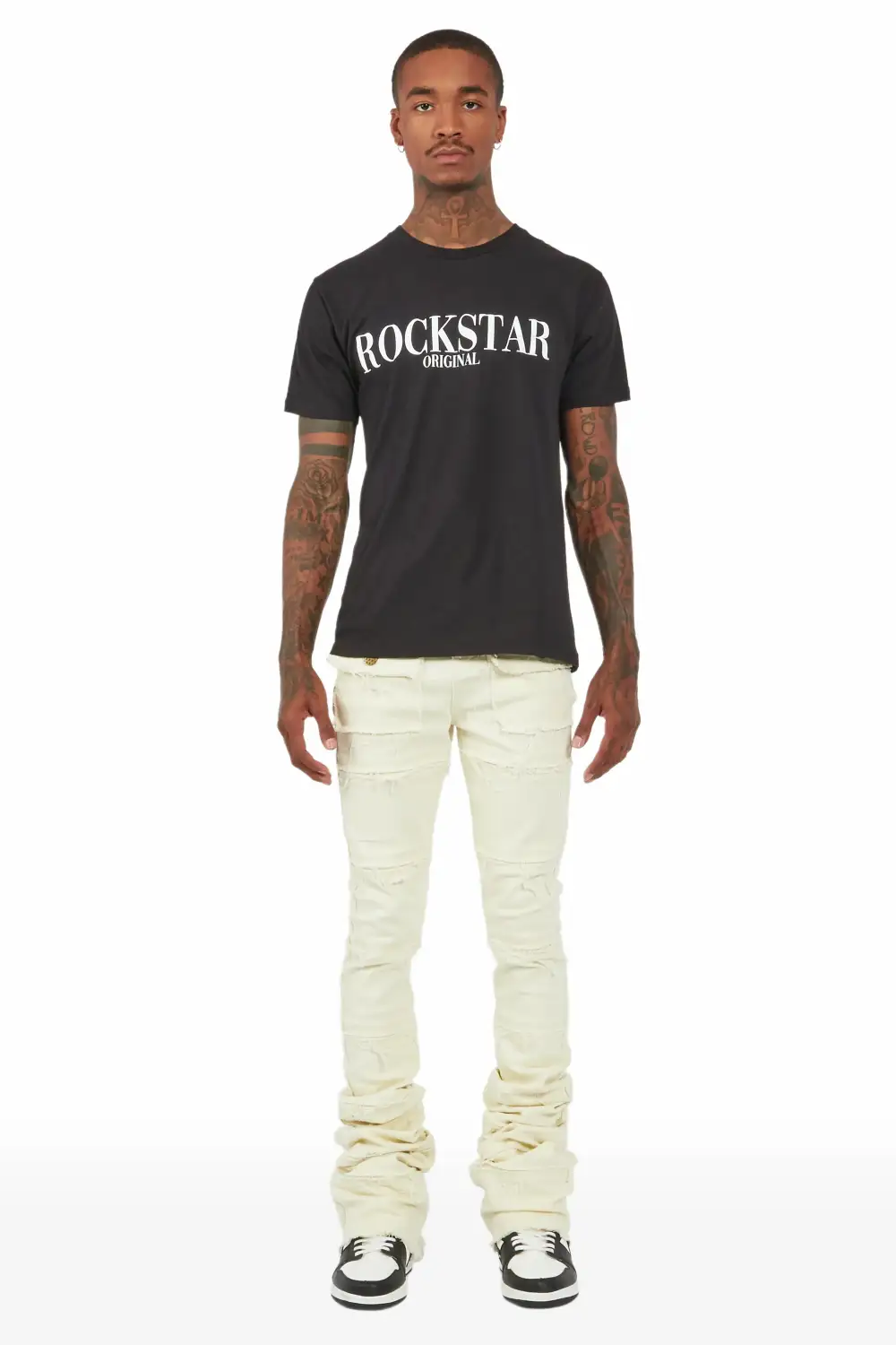 Zevon Cream Super Stacked Flare Jean