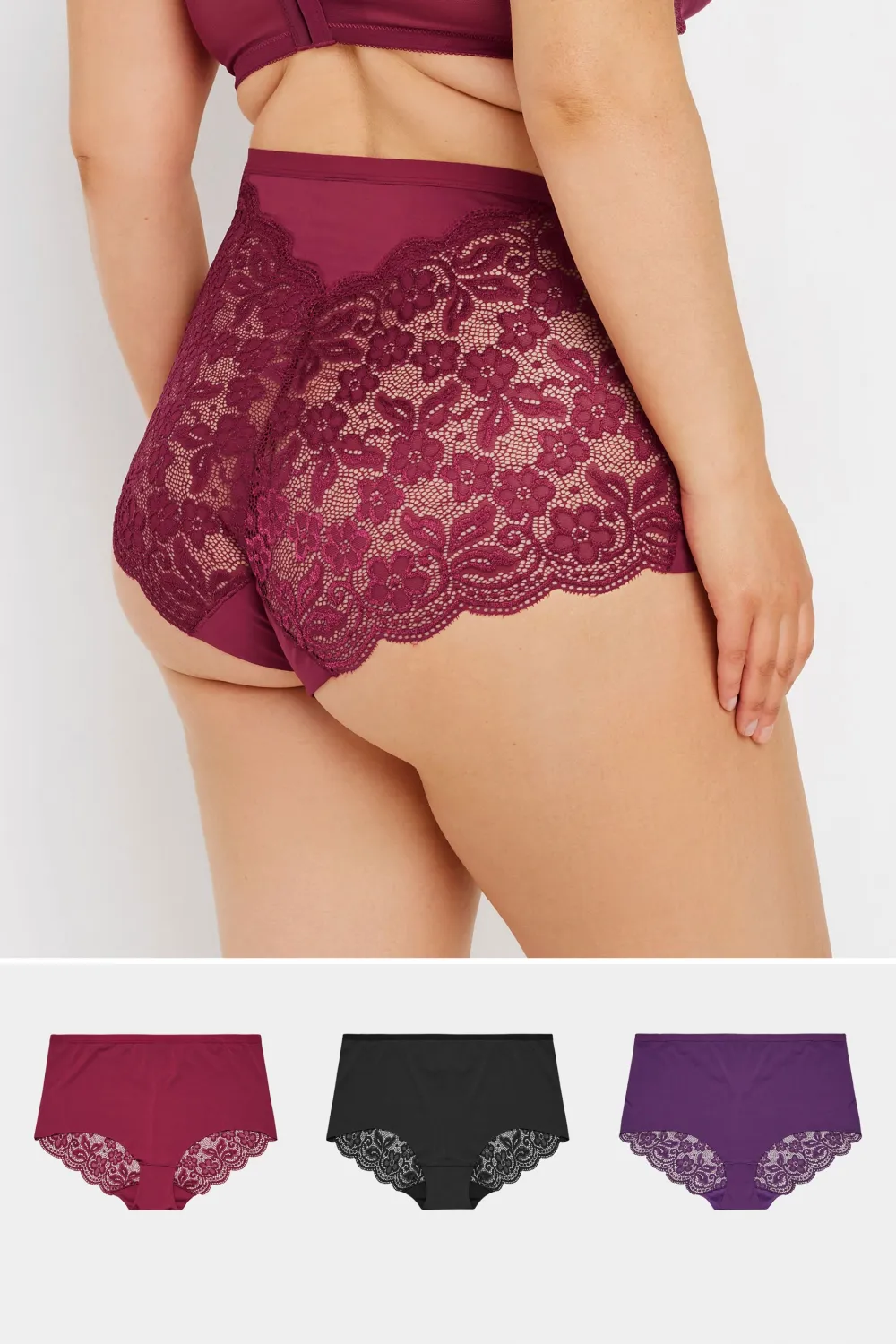 YOURS 5 PACK Curve Black Cotton High Waisted Full Briefs