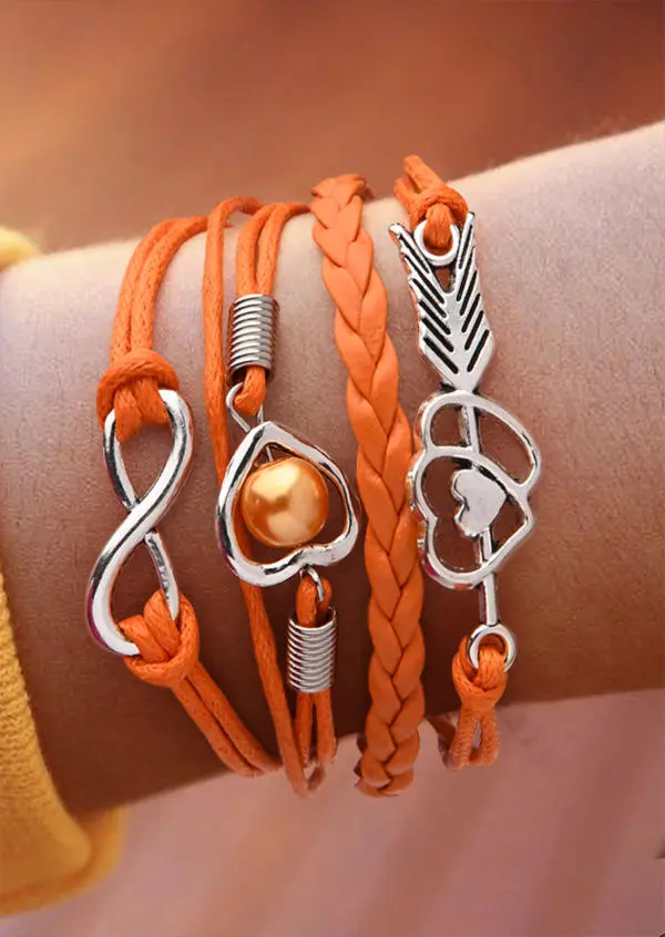 Heart Arrow PU Leather Multi-Layered Bracelet