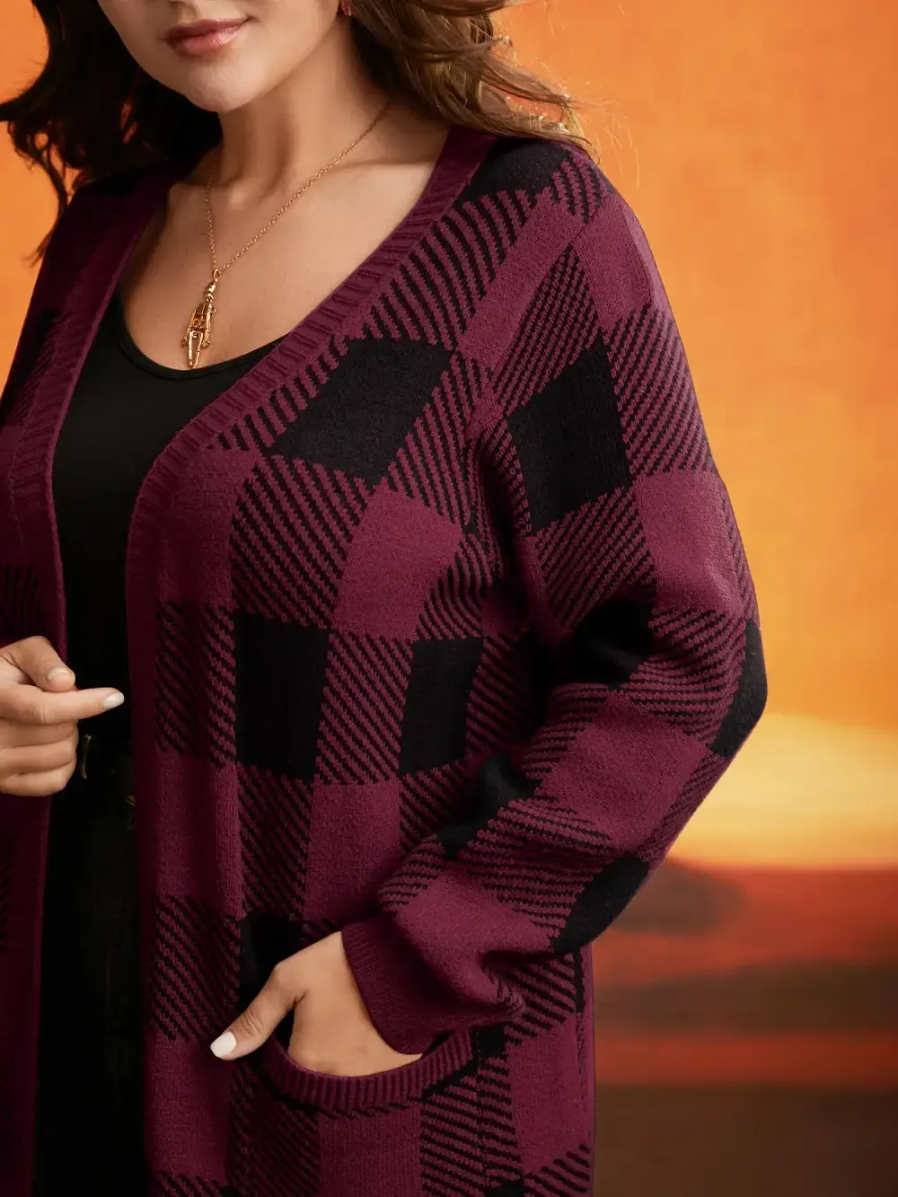 Supersoft Essentials Halloween Plaid Open Cardigan