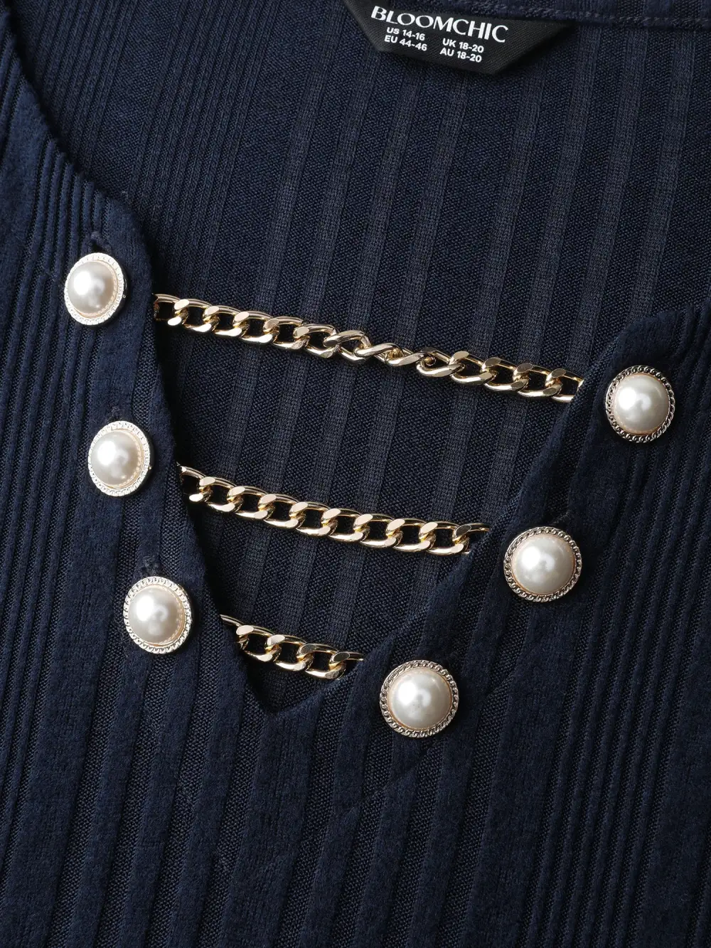 Textured Metallic Neckline Detail Stretchy Top