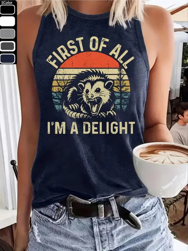 Women's Casual Tank Top – Letter Print, Sleeveless & Versatile