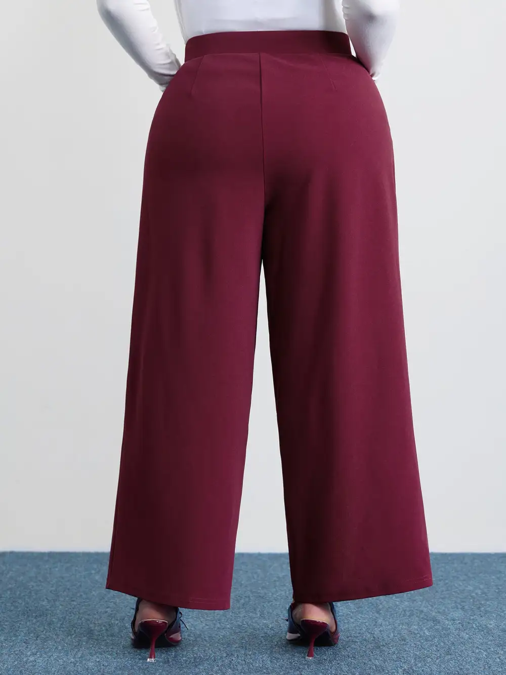 Bowknot Beads Slit Wide Waistband Pants