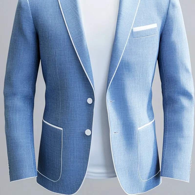 Men's Notched Lapel Two Button Contrast Binding Patch Pocket Business Blazer