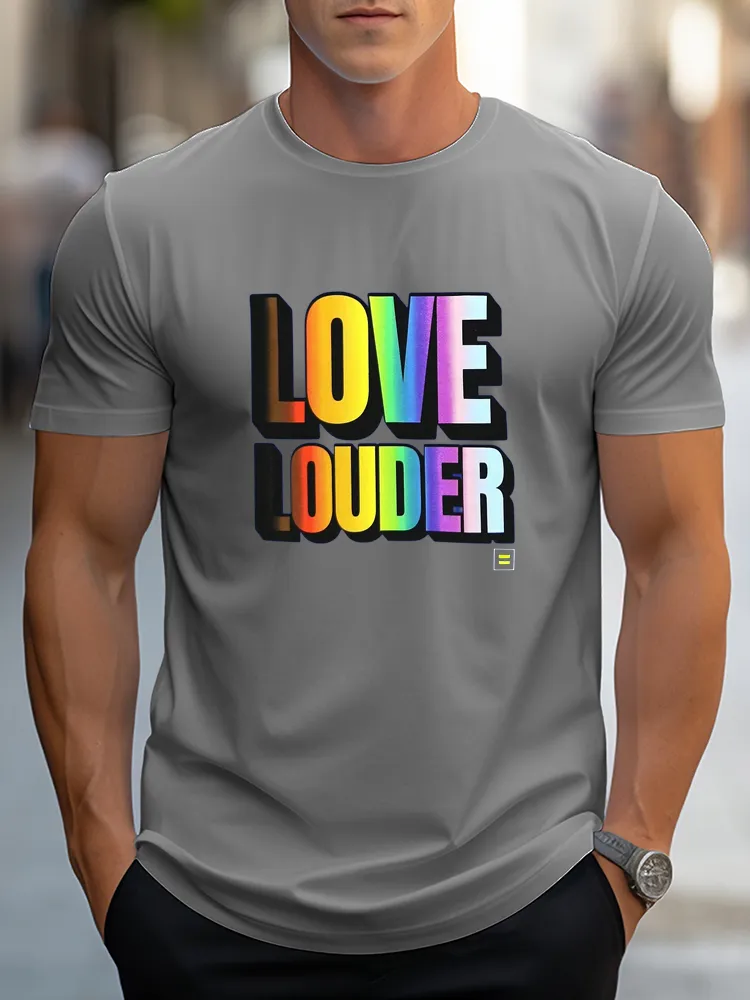 Pure Cotton Round-Neck Short-Sleeved Shirt Love Louder T-Shirt