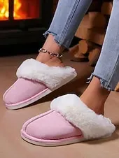 Women's Brown Cozy Slippers – Faux Suede Fleece Lined Warm Indoor House Shoes for Winter and Home Comfort