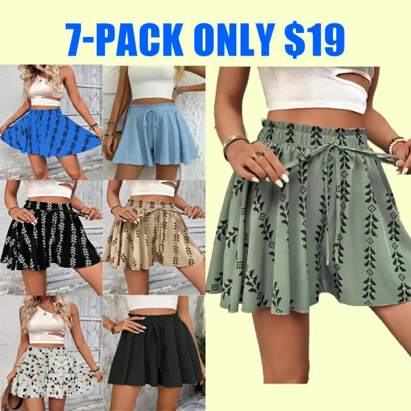 Women's Bohemian Knot Front Shorts – Casual All Over Print Summer Bottoms