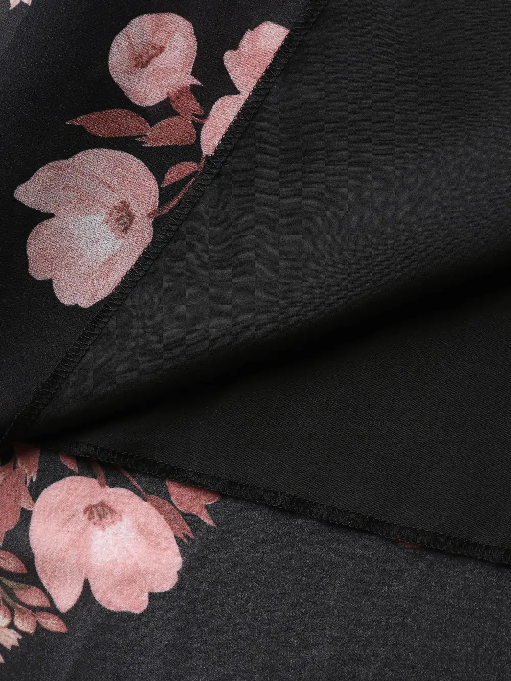 Chiffon Floral Print Lace Trim Midi Dress