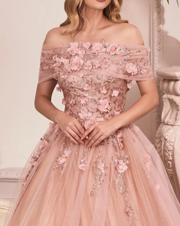 Long Off Shoulder Prom Gown
