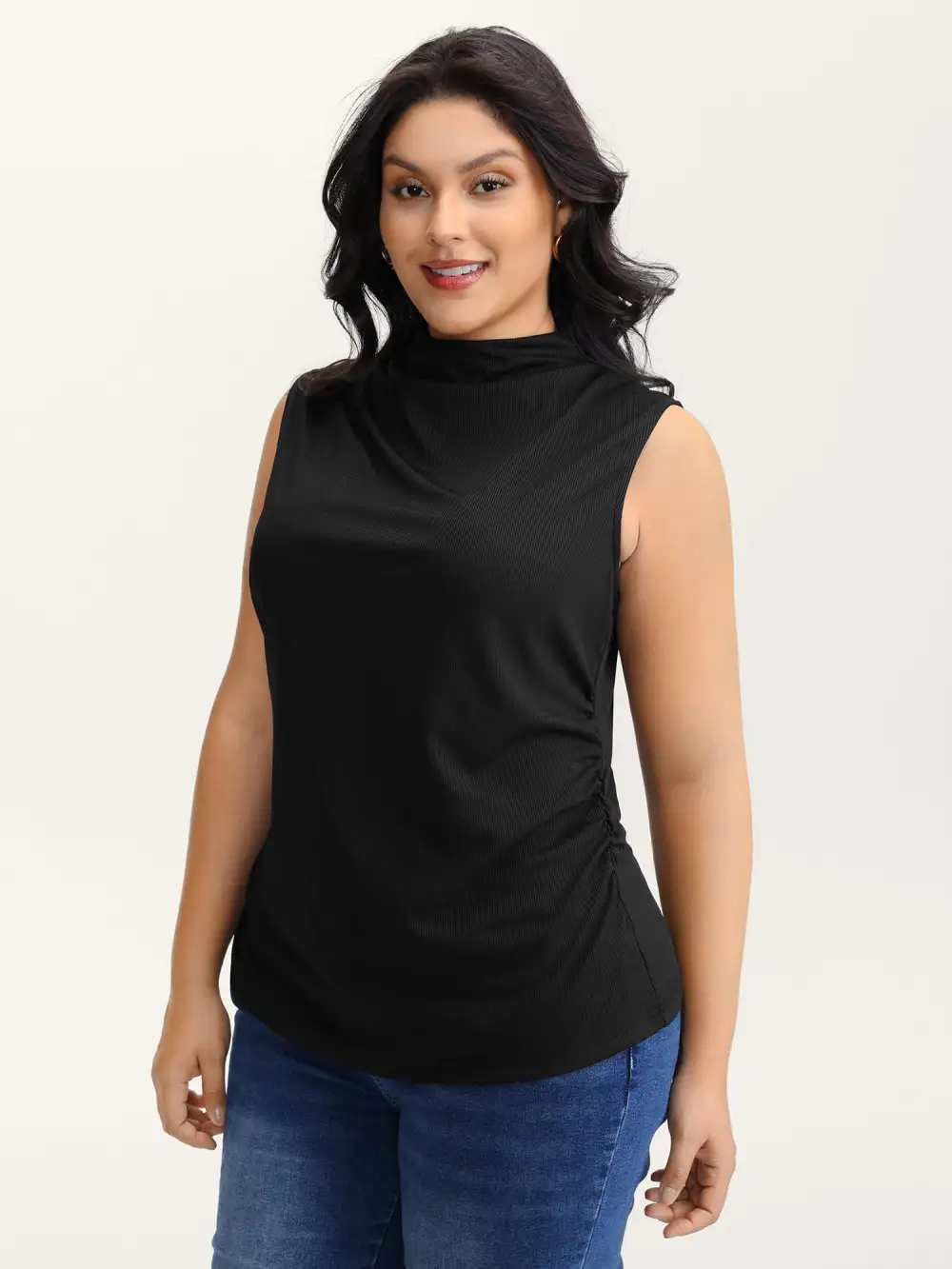 Asymmetric Gathered Fitted Vest