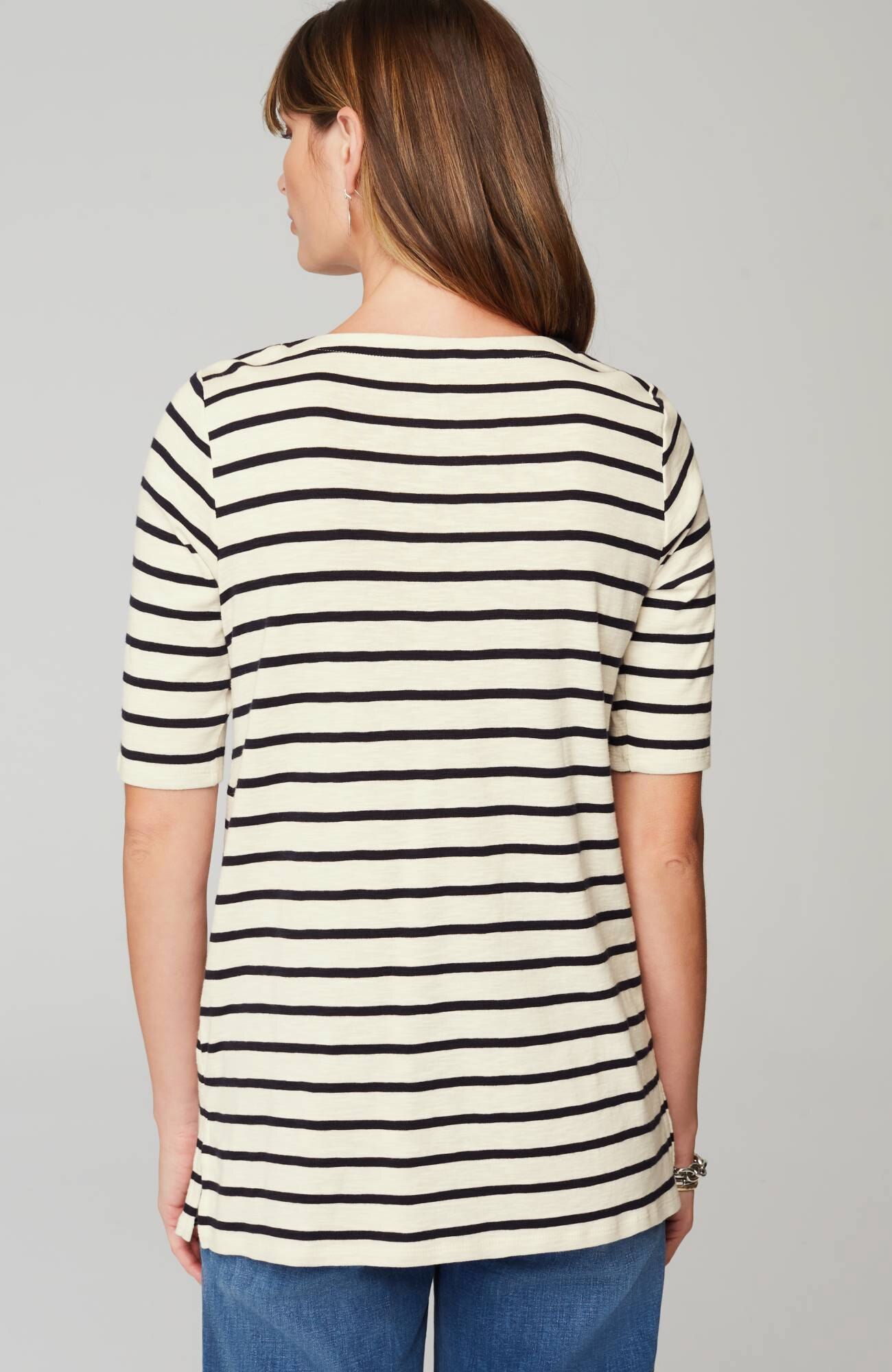 pima-slub scoop-neck side-slit tee