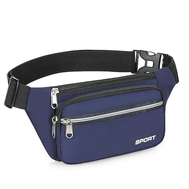 Men's Crossbody Bag Shoulder Bag Belt Bag Nylon Outdoor Holiday Zipper Large Capacity Lightweight Durable Solid Color Four Pockets - Lake Blue Four Pockets - Gray Four Pockets - Red