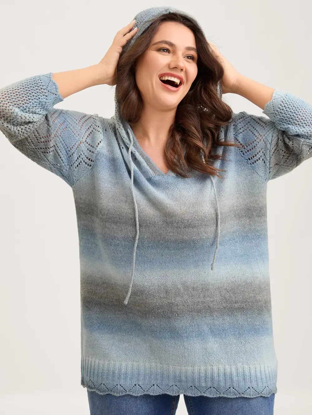 Heather Ombre Gradient Hooded Pullover