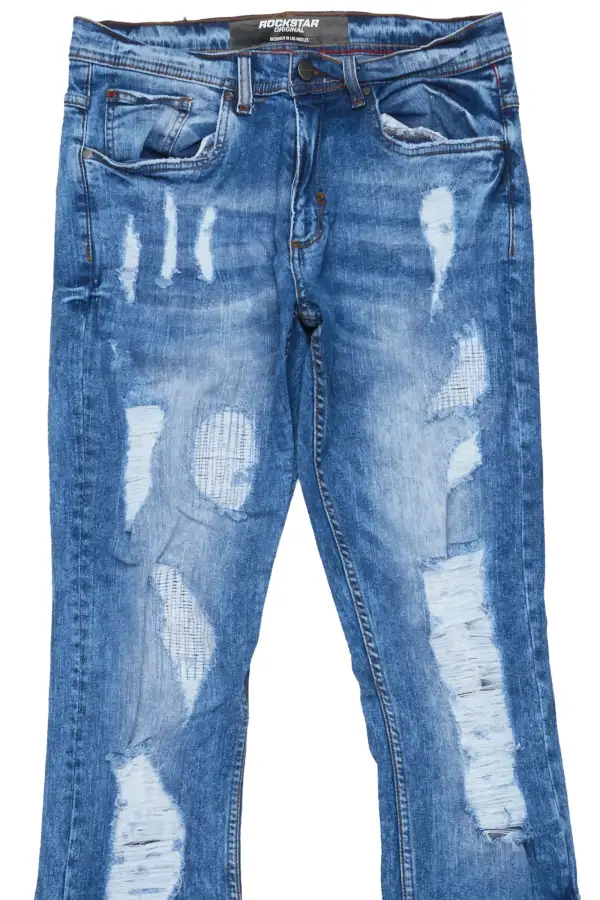 Zaul Blue Stacked Flare Jean