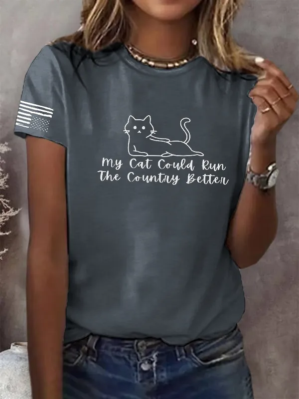 Women'S T-Shirt Women'S FDT Printed Round Neck T-Shirt Cartoon Pattern And Letter Print