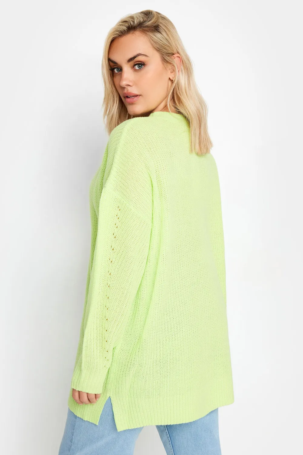 YOURS Curve Grey Stripe Ribbed Knit Jumper