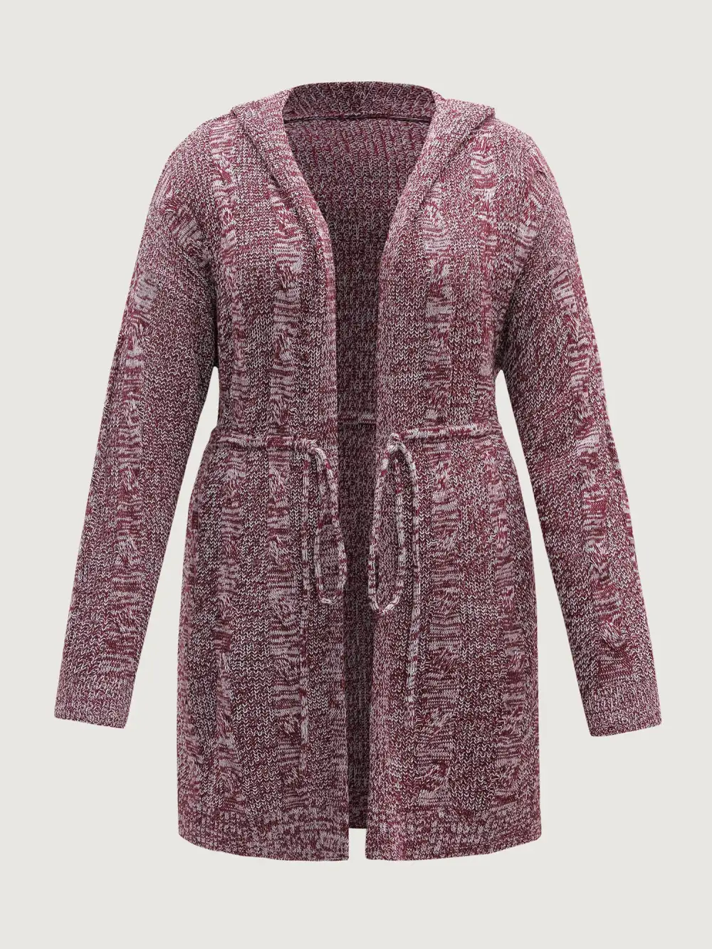 Cable Stitch Heather Hooded Knit Cardigan