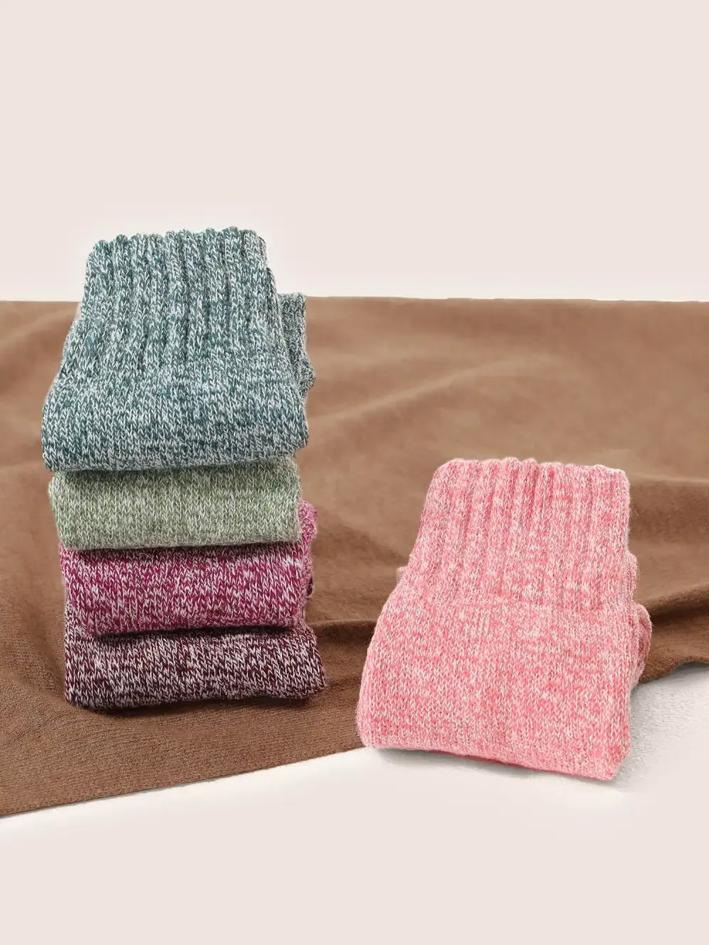 5 Pairs Christmas Heather Mid Calf Socks Set