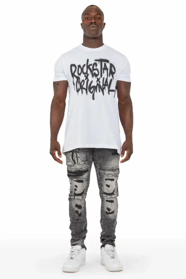 Imran Black Wash Slim Cargo Jean