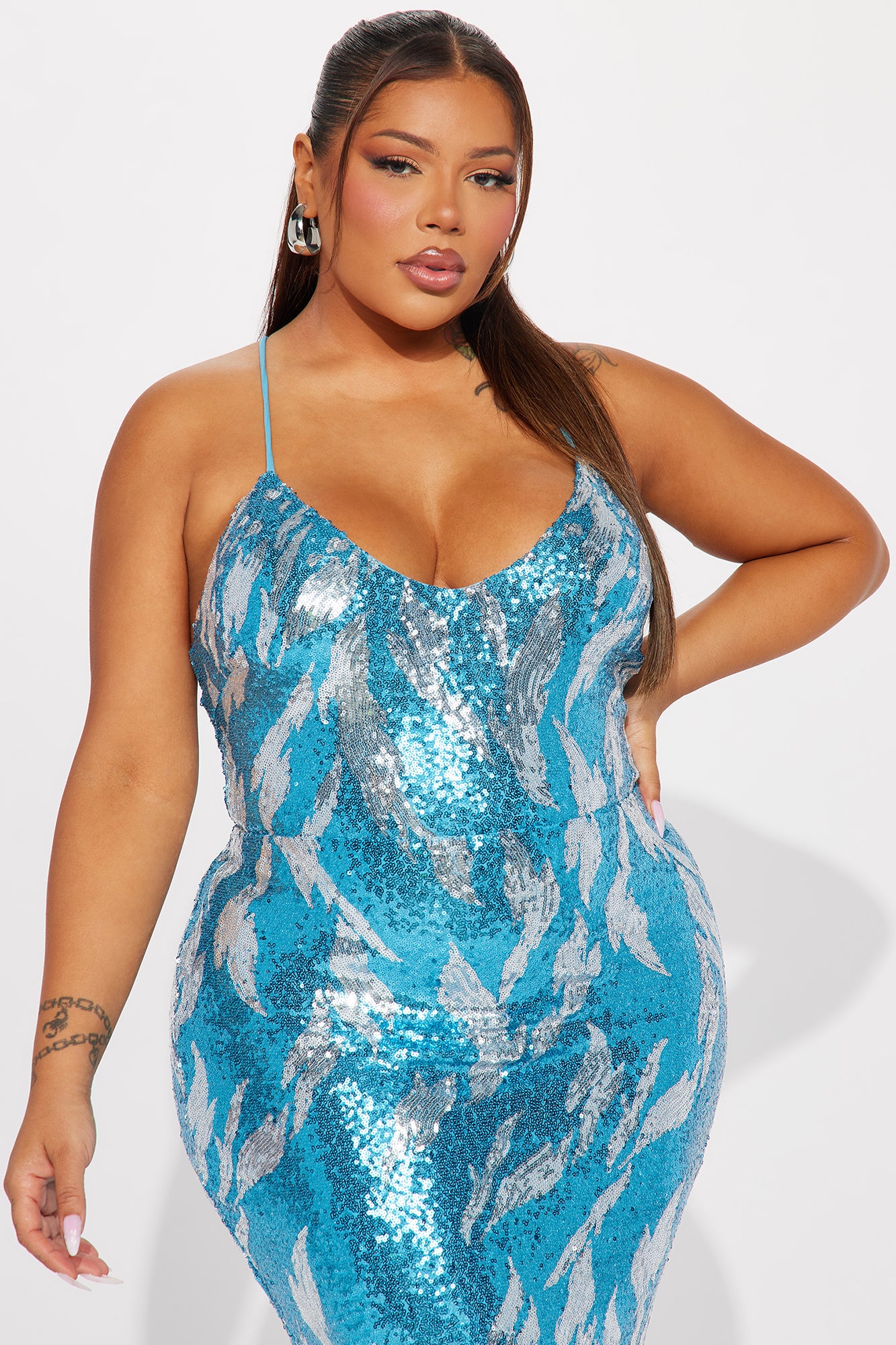Raelyn Sequin Maxi Dress - Blue/Silver
