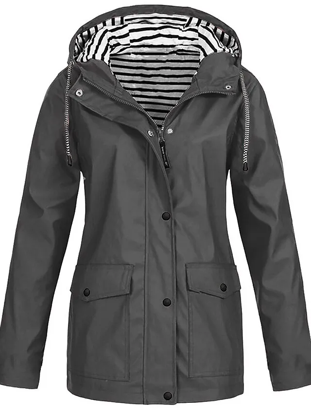 Women's Rain Jacket Fall Waterproof Outdoor Hiking Coat Zipper Windproof Hoodie Jacket Winter  Warm