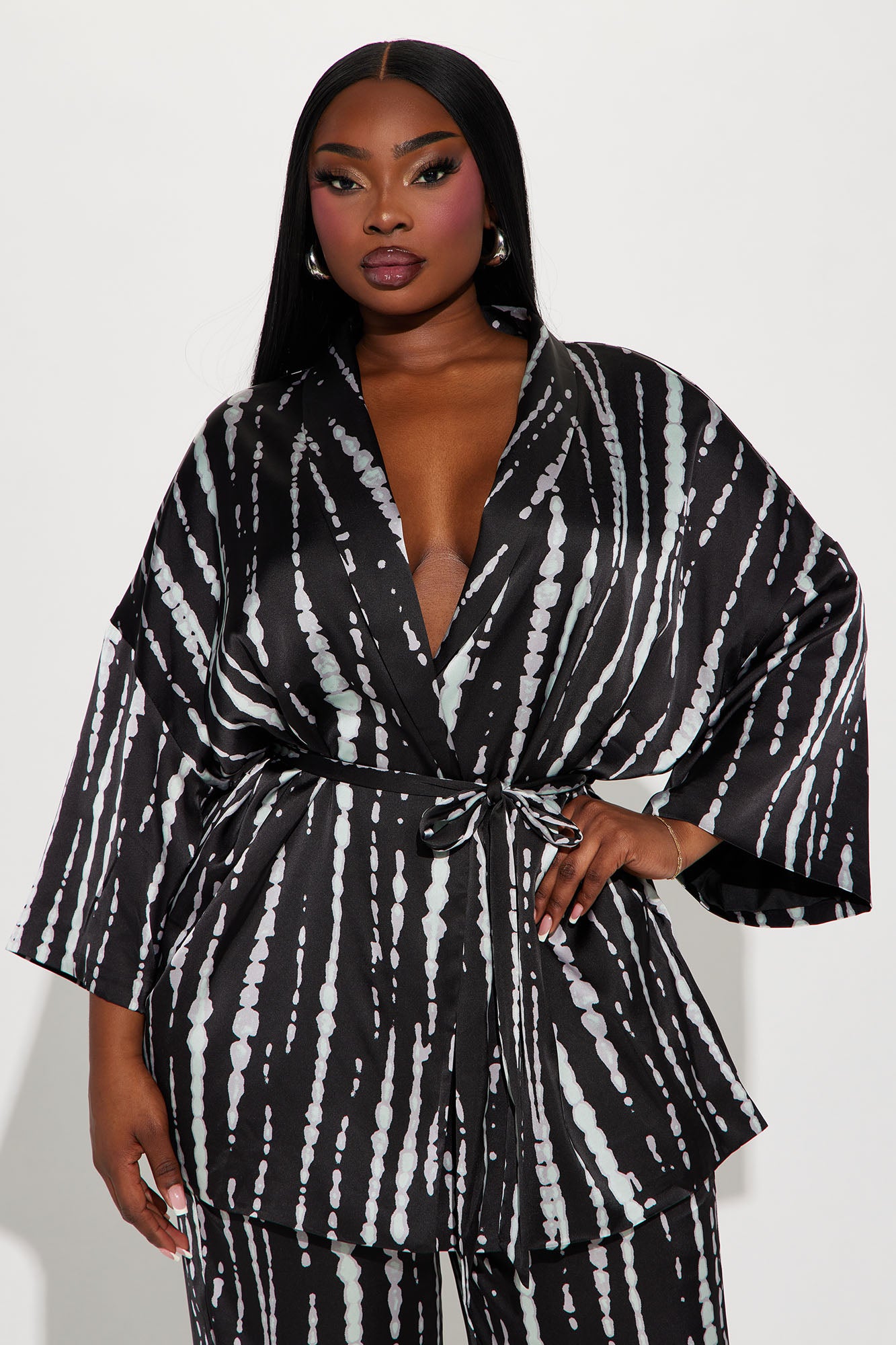 Jamie Satin Pant Set - Black/combo