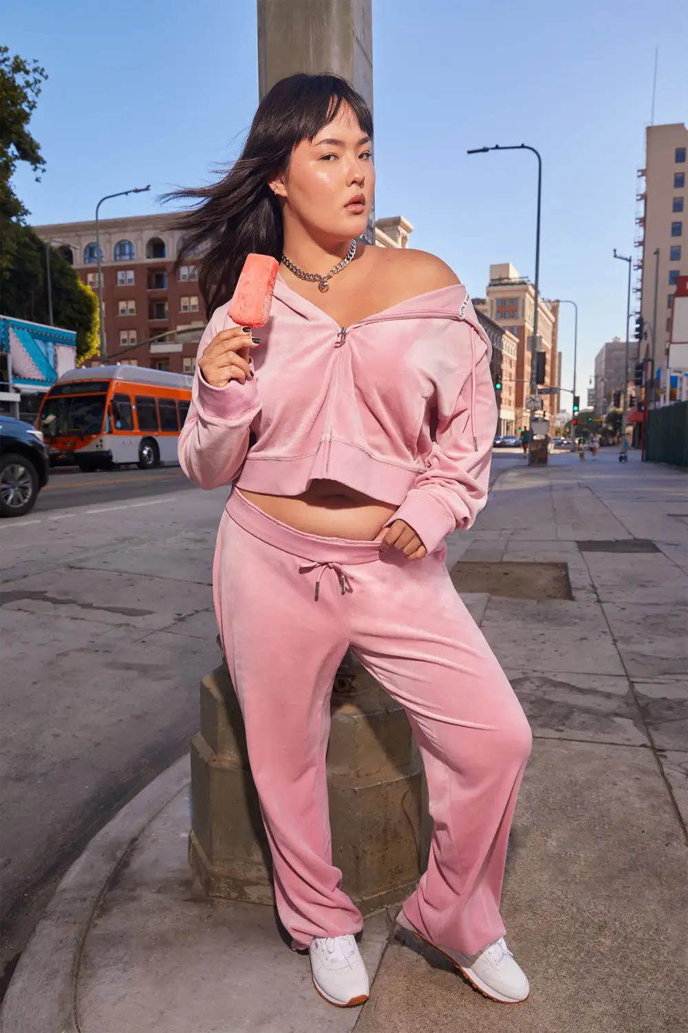 Plus-Size OG Big Bling Velour Track Pants