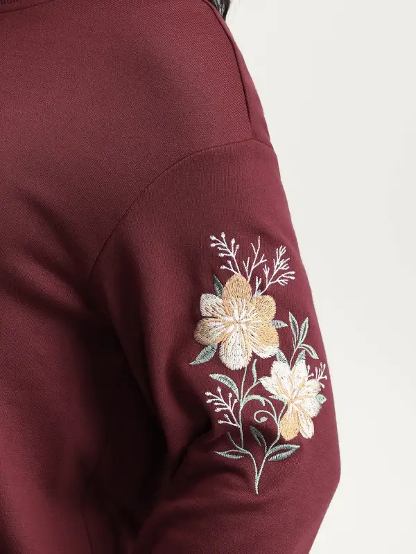 Embroidered Sleeve Button-Down Jacket