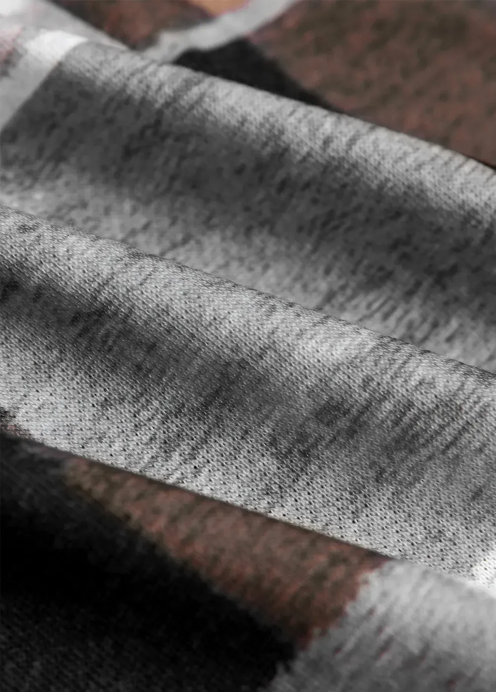 Dark Coffee Zipper Plaid Long Sleeve Stand Collar Jacket