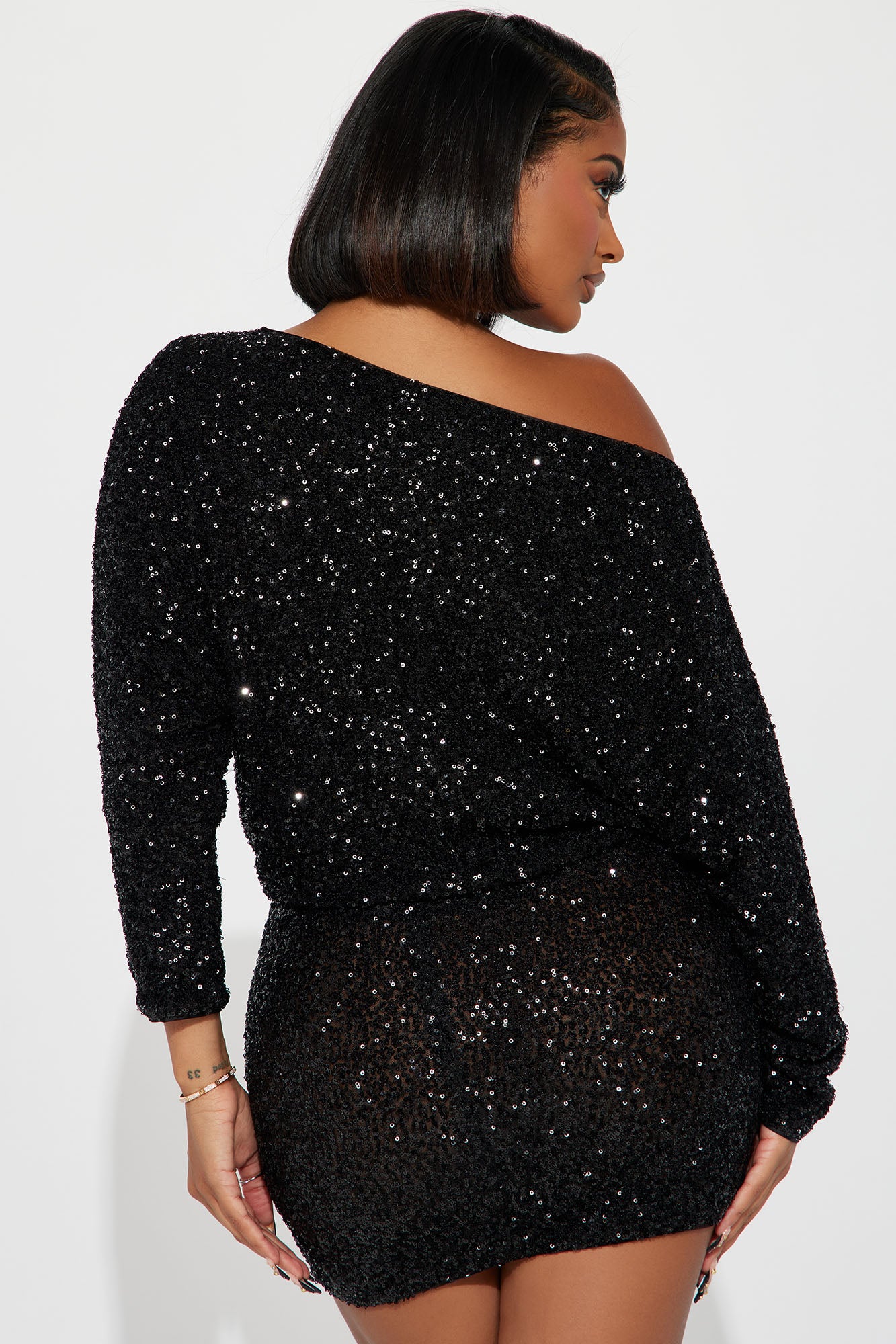 Valery Sequin Mini Dress - Black