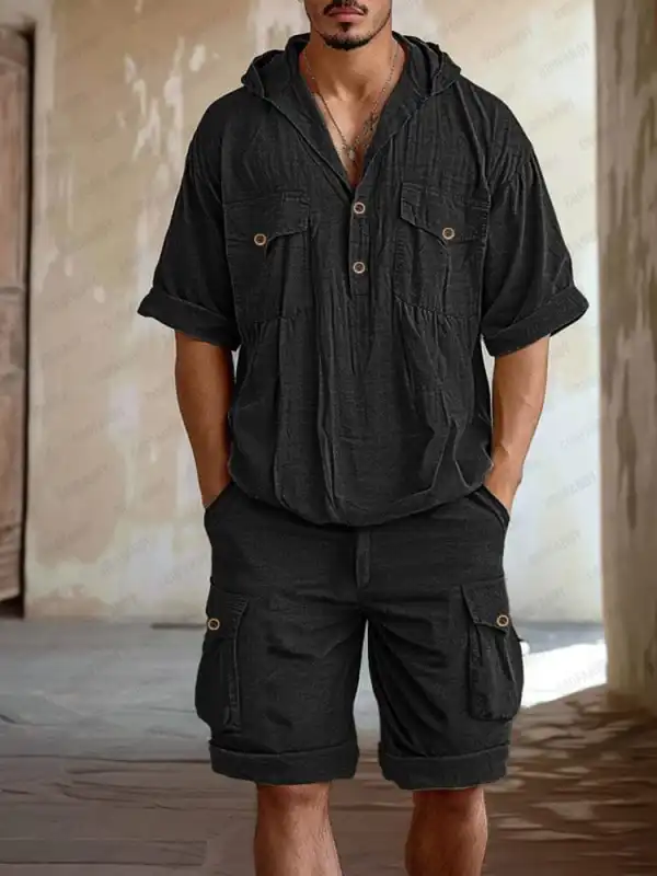 Utility 100% Cotton Hooded T-shirt Set