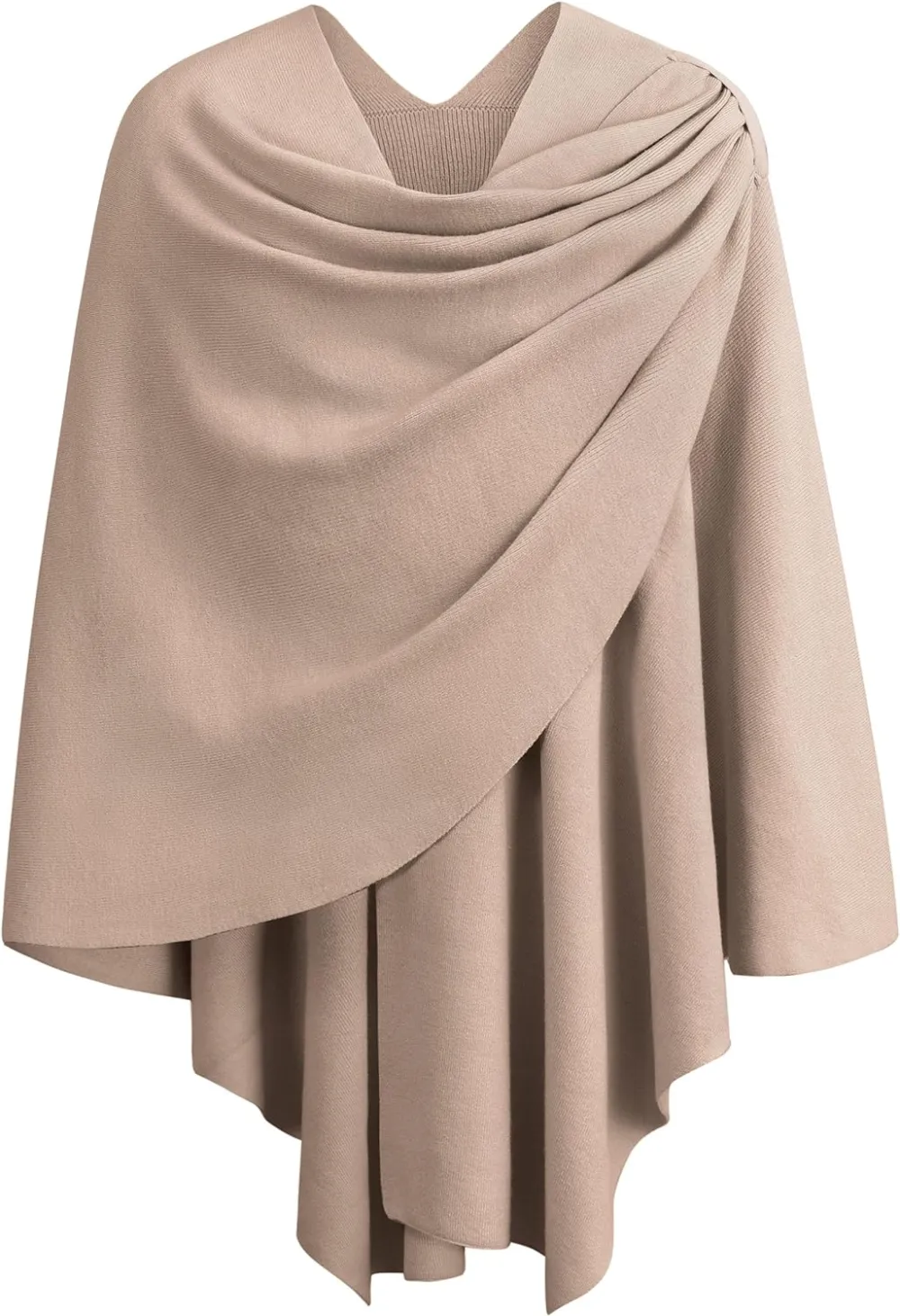 Womens Large Cross Front Poncho Sweater Wrap Topper Knitted Elegant Shawls Cape for Fall Winter