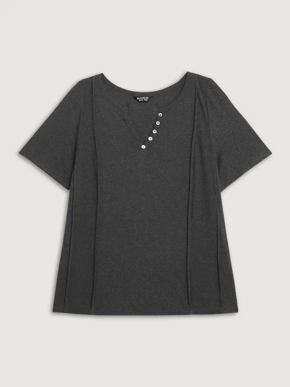 Supersoft Ribbed Split Neckline Fitted T-Shirt