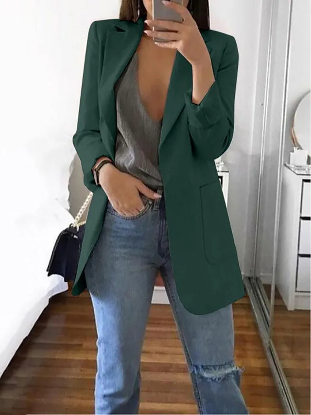 Women's Blazer Open Front Business Office Blazer Outfit with Pocket Casual Clean Fit Formal Spring
