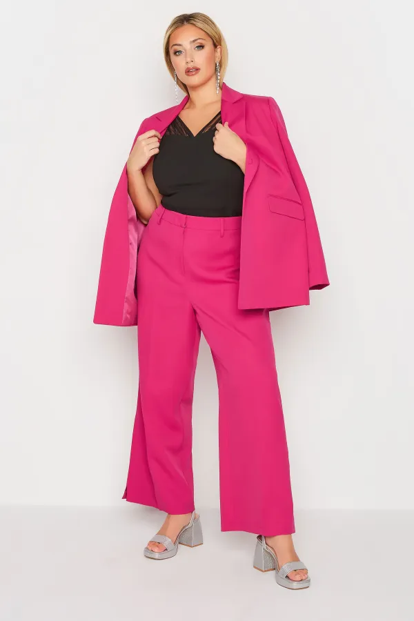 YOURS Curve Black Split Hem Flared Trousers