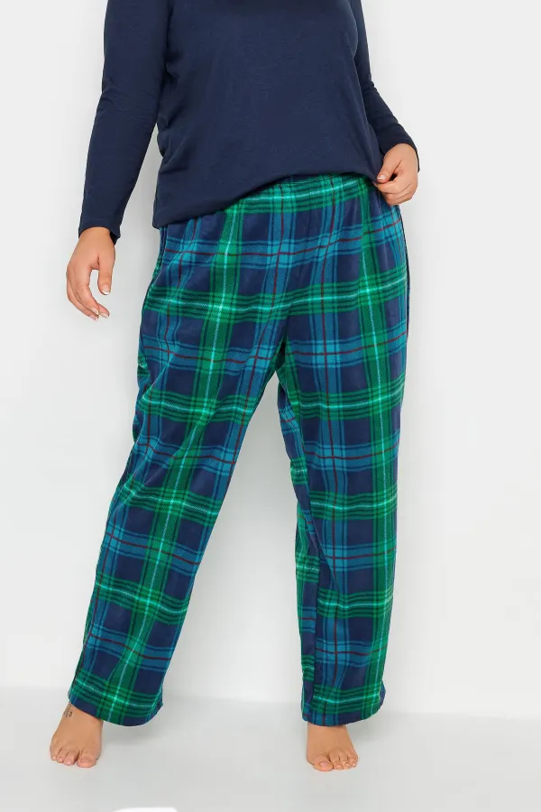 YOURS Curve White & Red Tartan Print Pyjama Bottoms