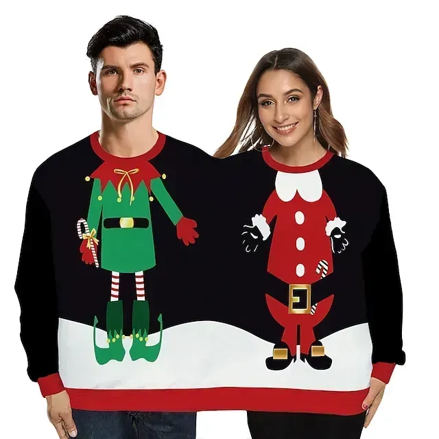 Christmas Santa Claus Ugly Christmas Sweater / Sweatshirt Hoodie Pullover Print Graphic Top For Men's Women's Unisex Adults' 3D Print 100% Polyester Party