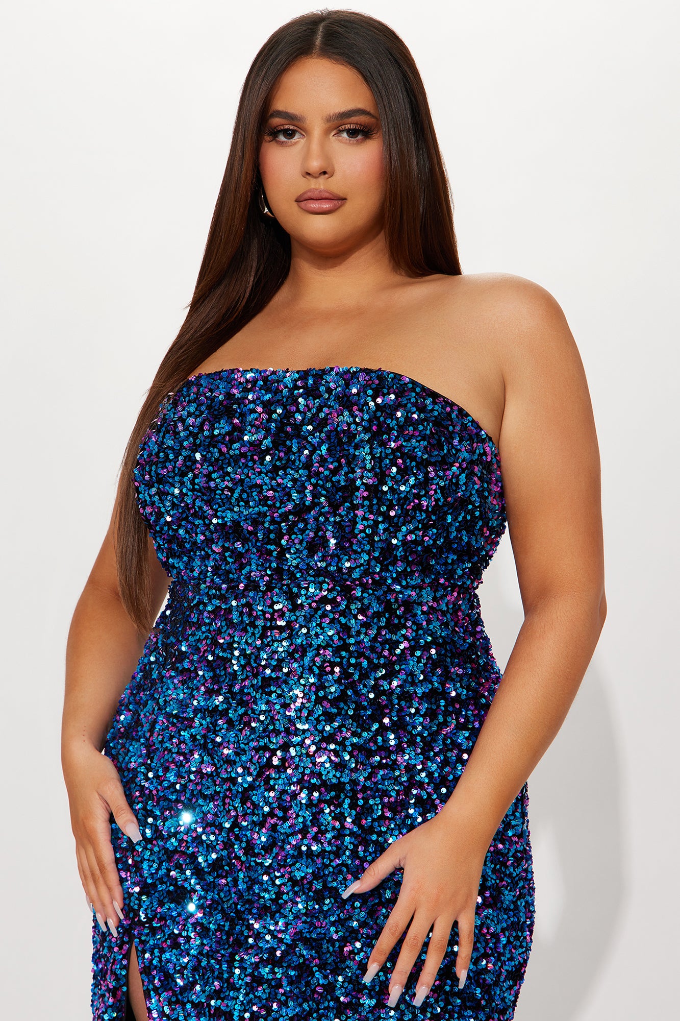 The One Sequin Maxi Dress - Blue/combo