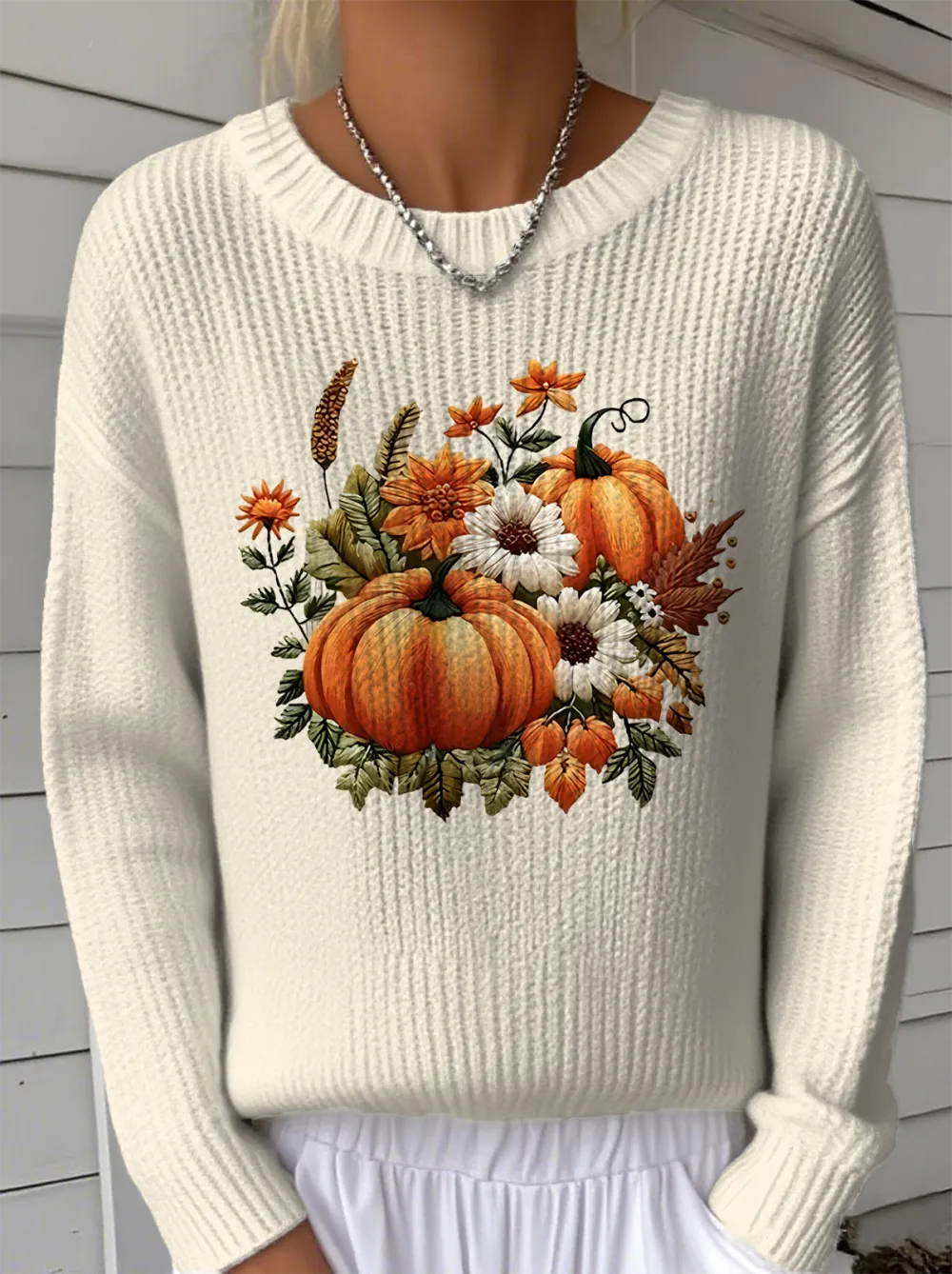 Women's Halloween Pumpkin Pattern Pullover Sweater Regular Autumn and Winter Top