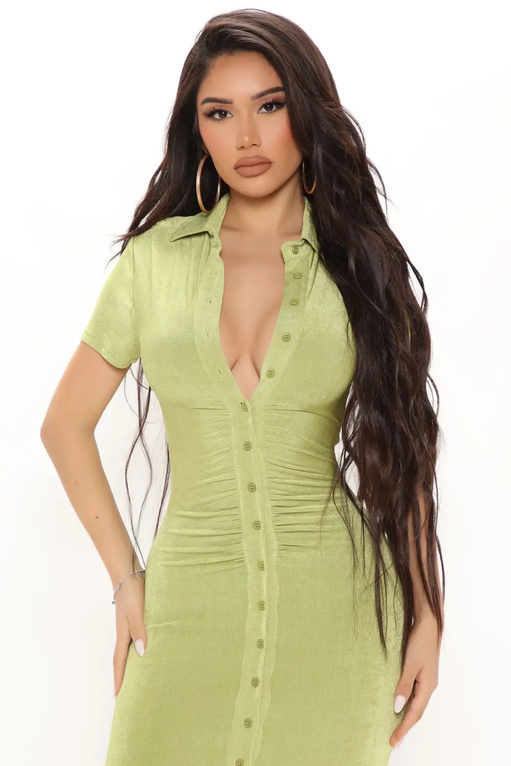 Silky Smooth Slinky Maxi Dress - Chartreuse