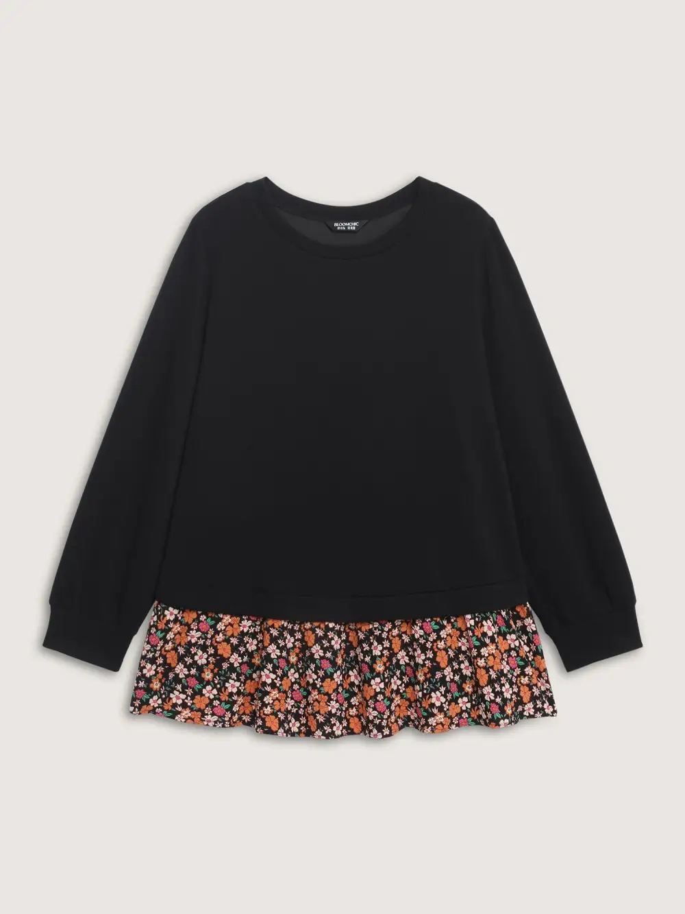Supersoft Floral Spliced Layered Sweatshirt