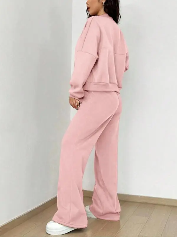 Women's Zip Up Jacket & Elastic Waist Pants Set