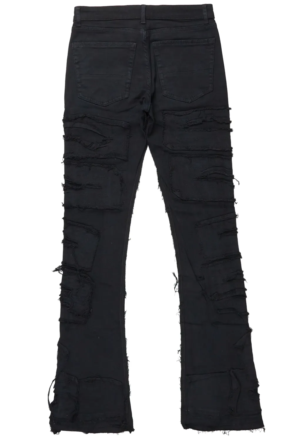 Wayland Black Stacked Flare Jean