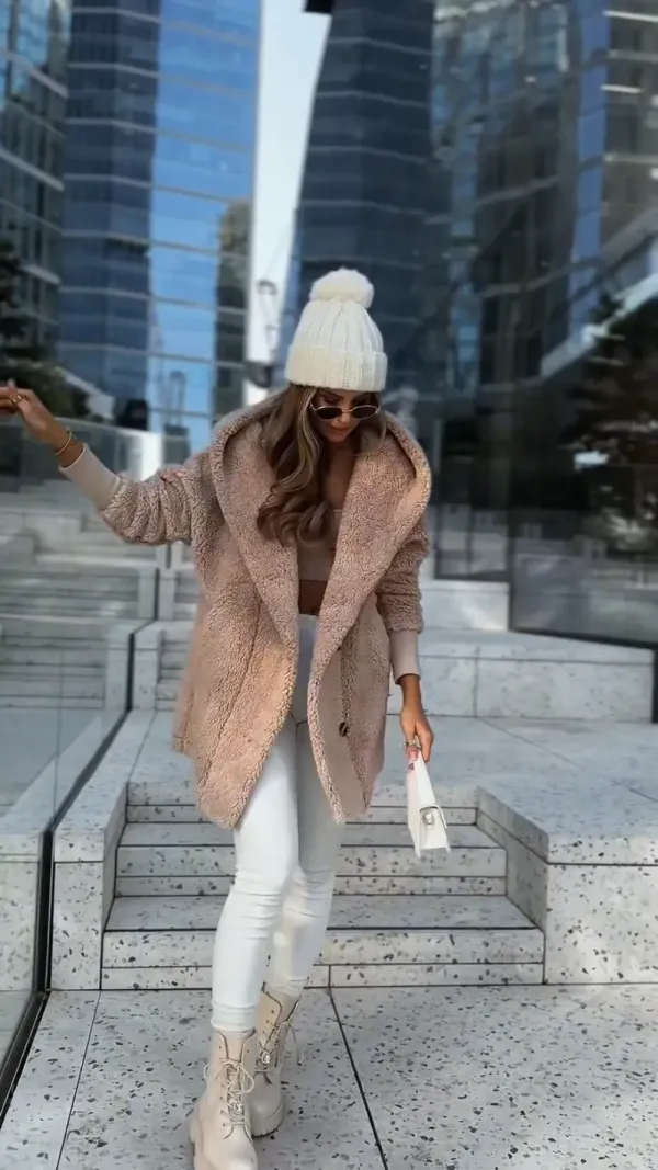 Cozy Rose Hooded Teddy Coat