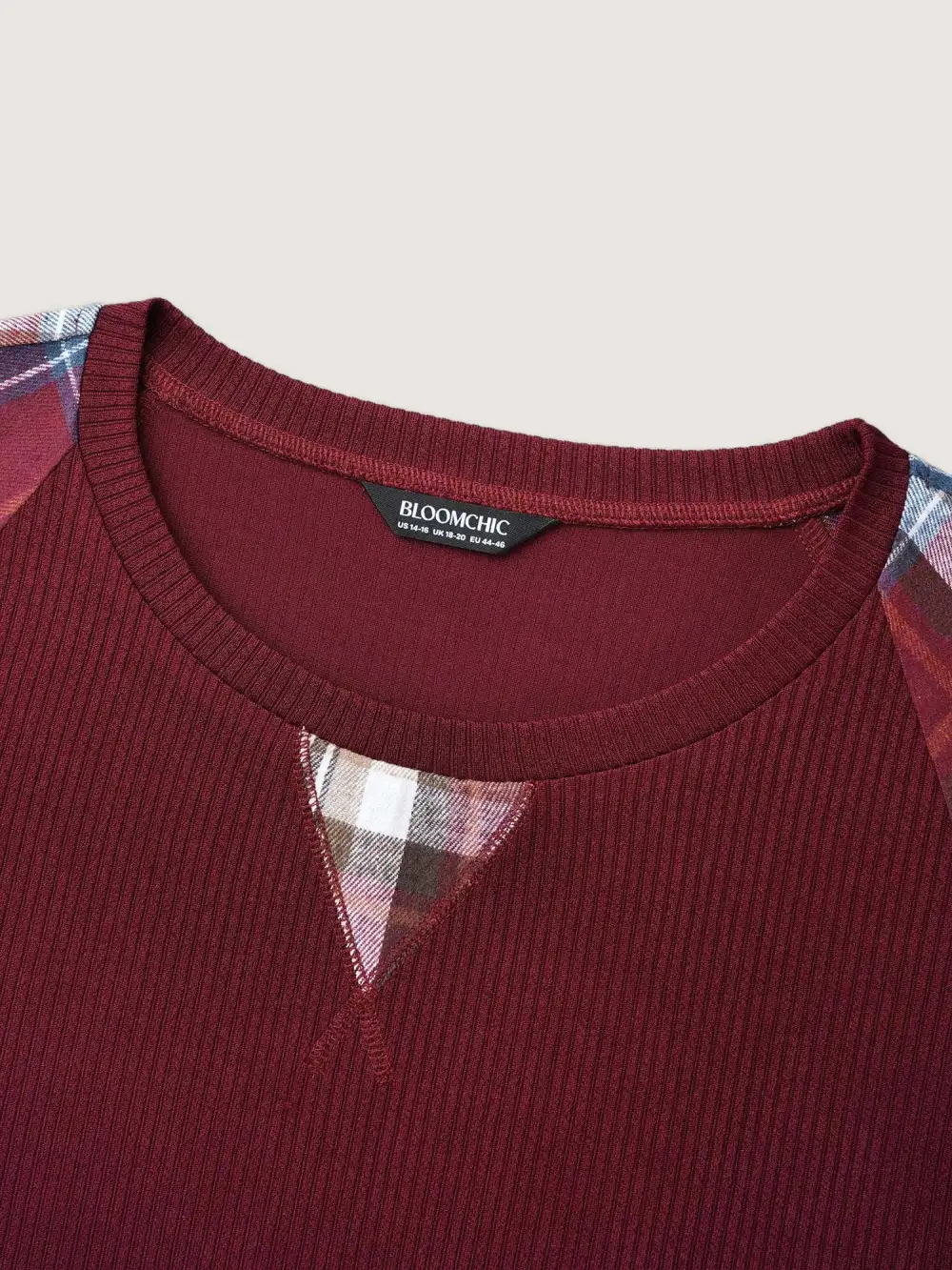 Plaid Patchwork Raglan Sleeve Sweatshirt