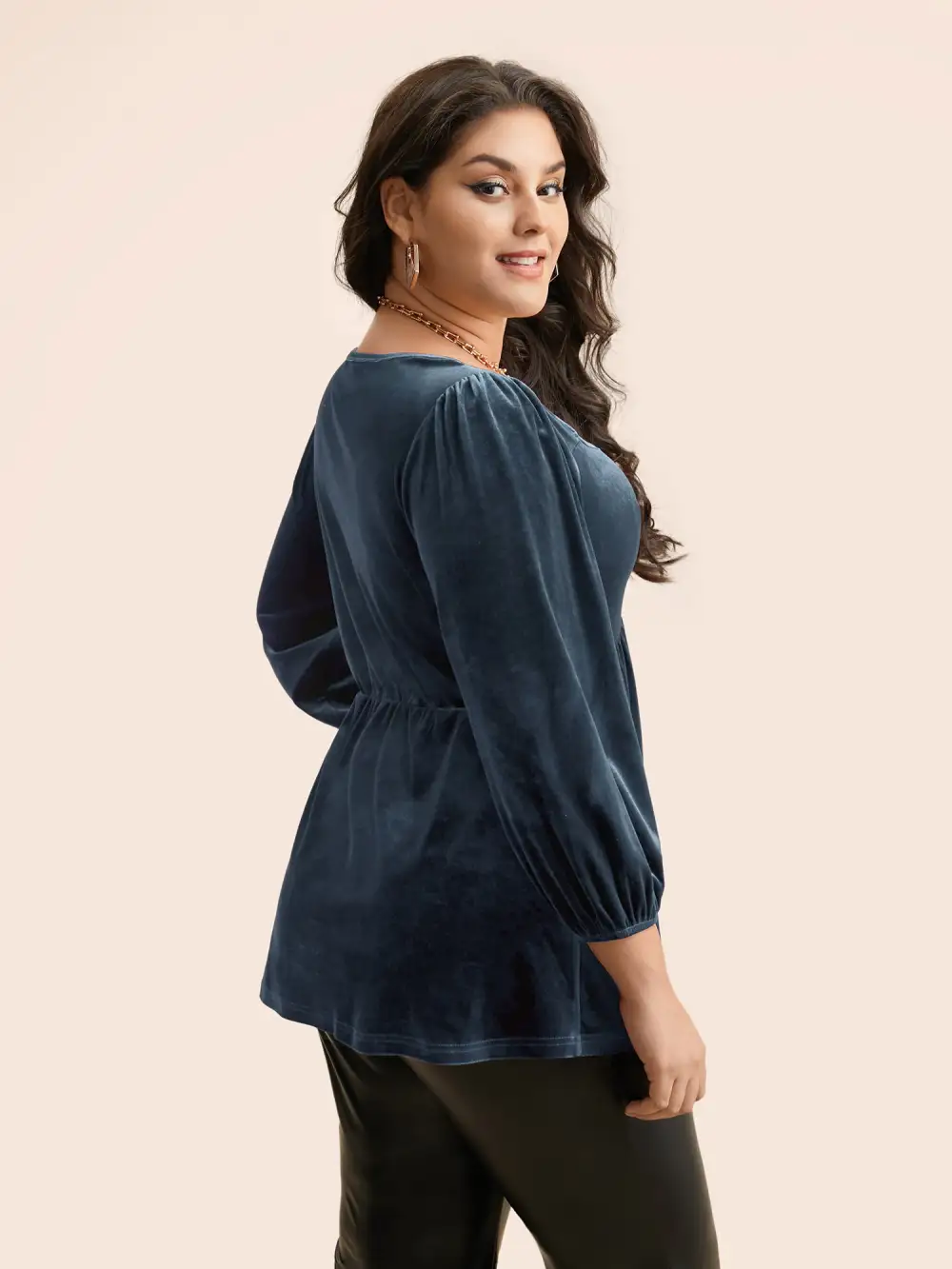 Velvet Heart Neckline Gathered Blouse