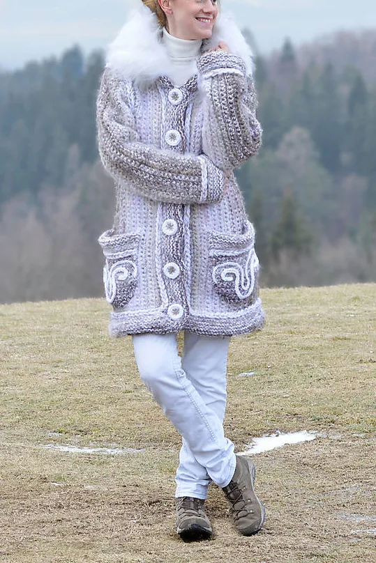 Women Casual Plus Size Long Sleeve Outwear - Beige