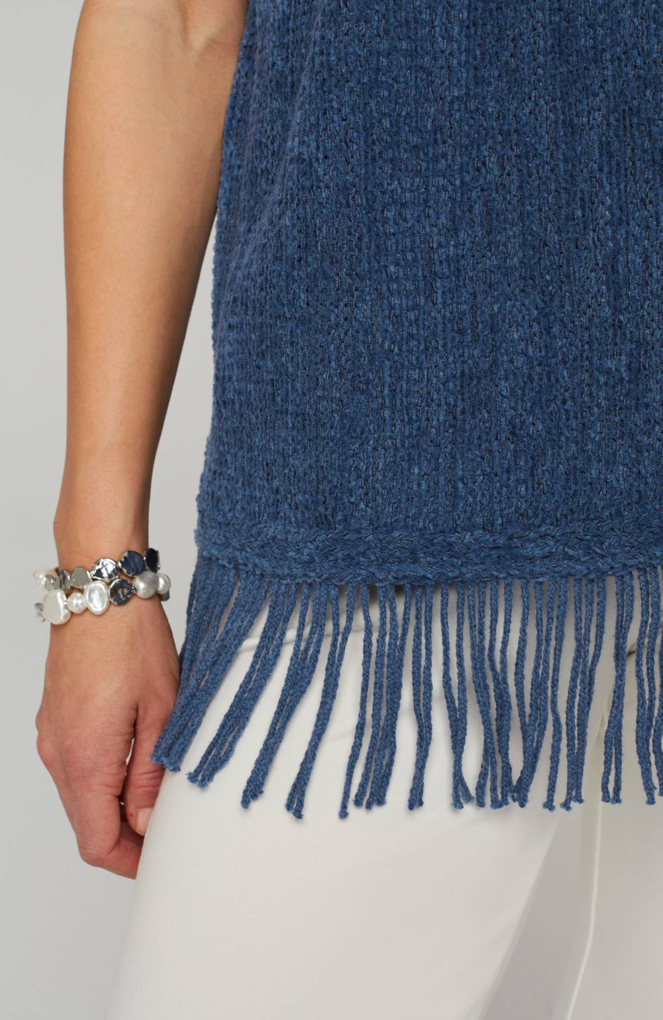 pure jill fringed-hem v-neck sweater