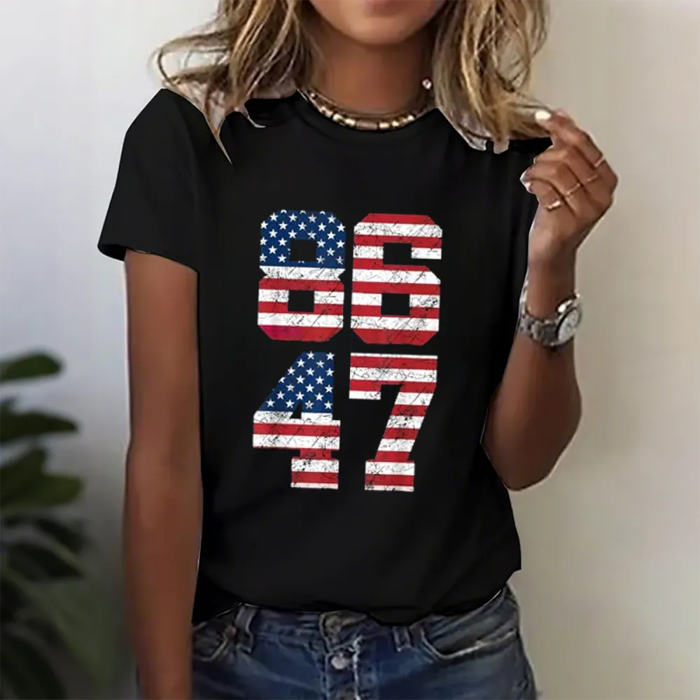 Anti Trump 8647 86 47 Retro Anti-Trump US Flag Impeach 47 US T-Shirt